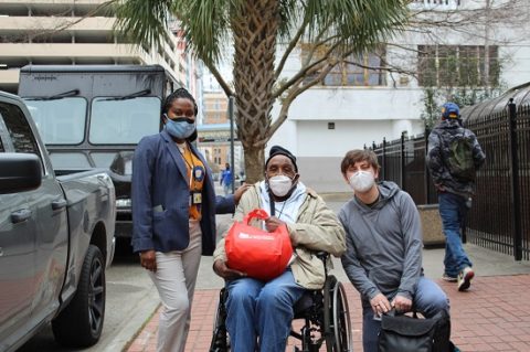 March 2021, Health Guardians, client with staff